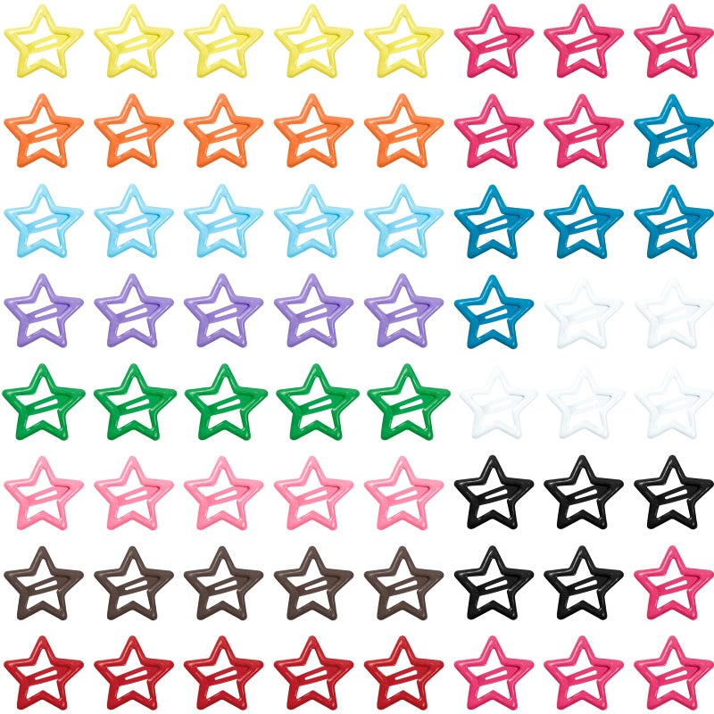 ELANE 64 Pcs Small Star Snap Hair Clips for Women Girl,Cute Hair Barrettes for Women Fine Thin Hair Accessories (Mix-colors) - Image 1