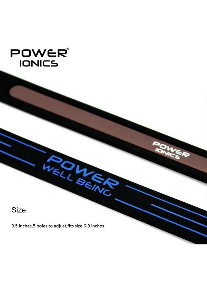 باور أيونيكس أساور توازن Power Ionics للرجال/النساء المصنوعة من السيليكون باللونين الأسود/الأزرق، مقاس 9.45 بوصة، 5 فتحات للتعديل، تناسب مقاس المعصم من 6 إلى 9 بوصات، صندوق هدايا  - Image 4