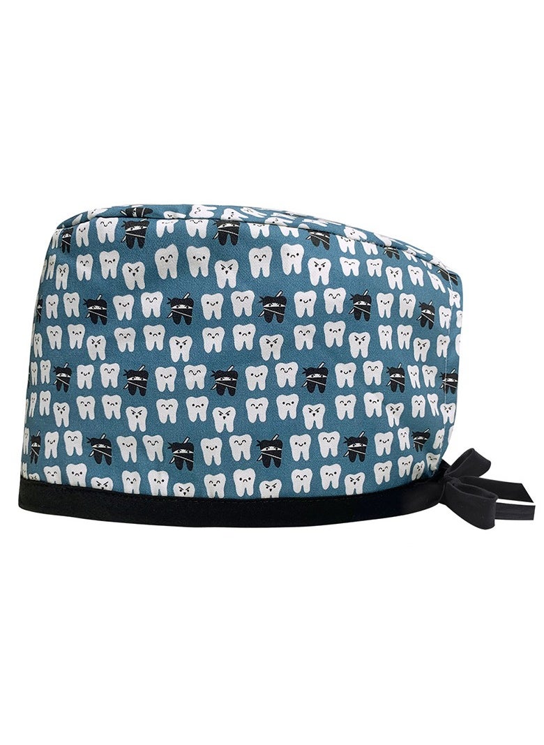 KUYING Cotton Printed Surgical Cap Strap Adjustable Medical Work Cap 