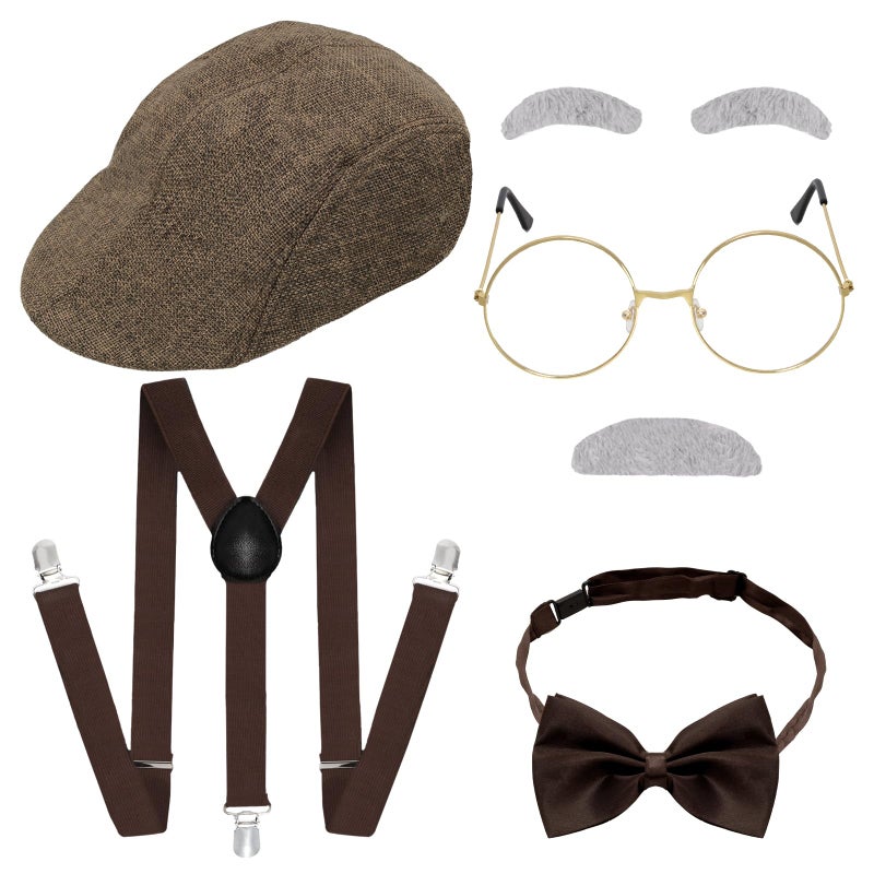 Gvhntk 1920s Mens Gangsters Costume Set Old Man Costume Accessories Grandpa Fancy Kit Newsboy Hat - Image 1
