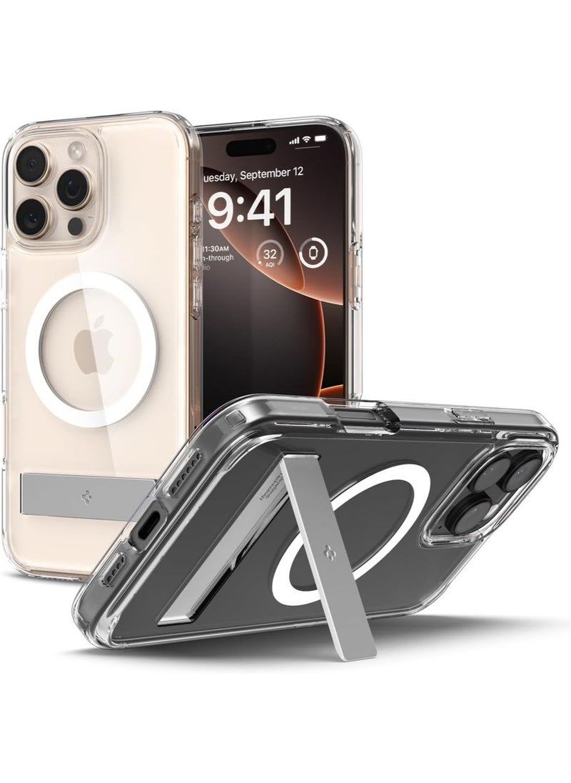 Spigen Ultra Hybrid S MagFit iPhone 16 Pro MAX Case Cover MagSafe with Kickstand - Crystal Clear  - Image 1