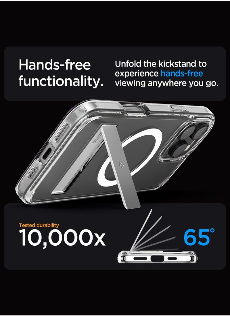 Spigen Ultra Hybrid S MagFit iPhone 16 Pro MAX Case Cover MagSafe with Kickstand - Crystal Clear  - Image 3