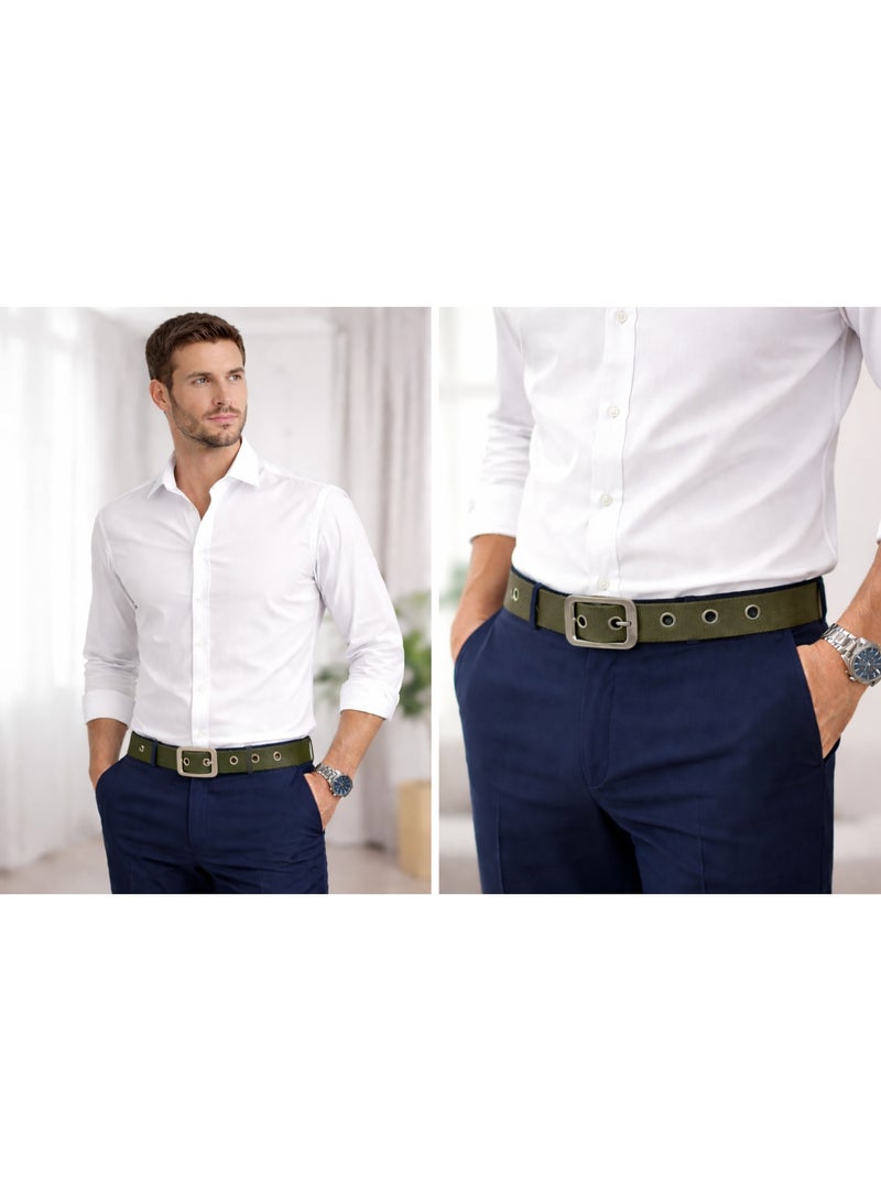 Men's high-quality canvas belt with a durable metal buckle – a practical casual belt for everyday use and work - Image 3
