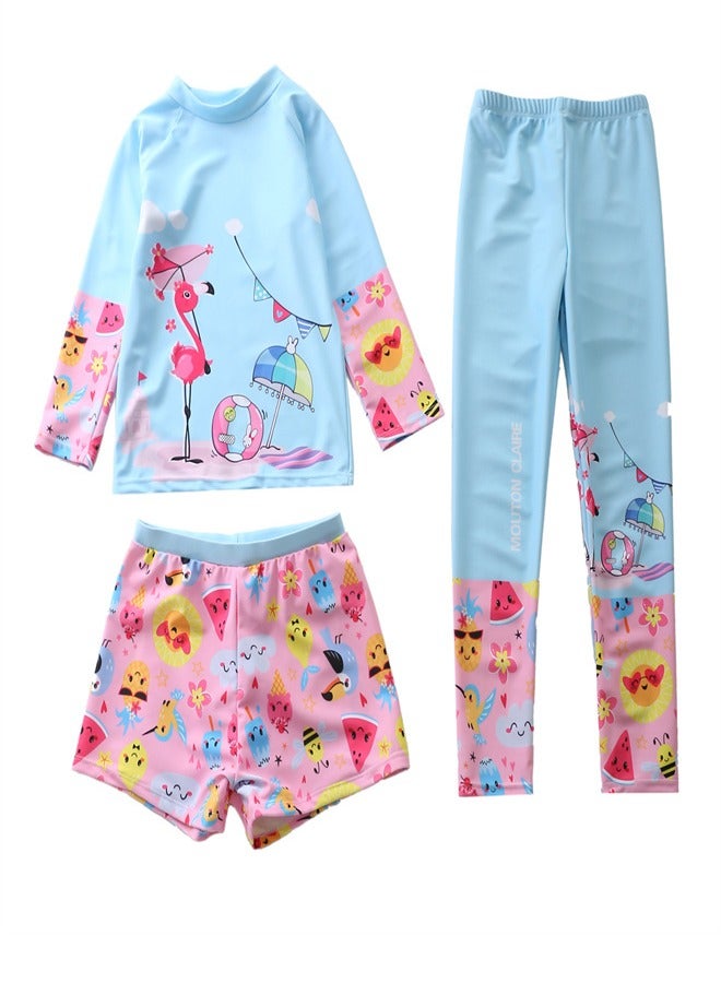 Loquat Three Piece Set Of Girls' Sunscreen Swimwear Multicolour E - Image 3