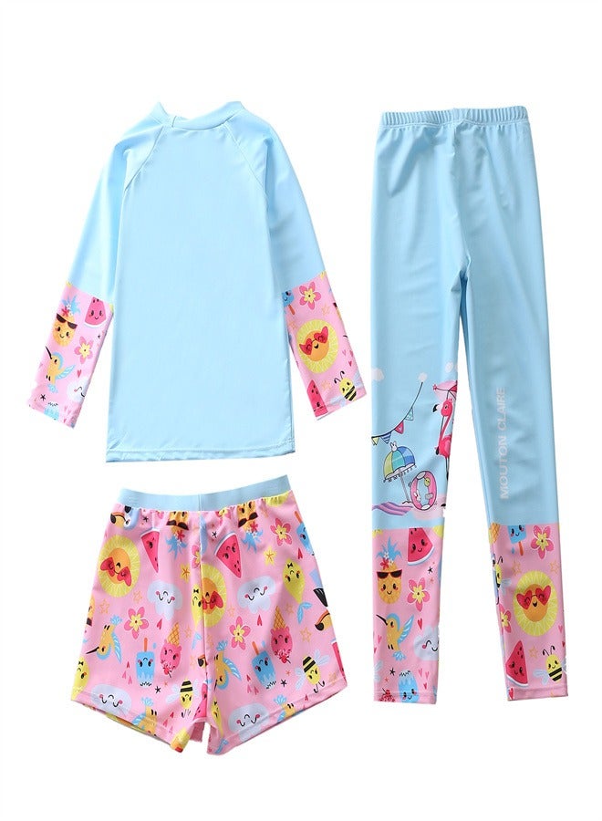 Loquat Three Piece Set Of Girls' Sunscreen Swimwear Multicolour E - Image 2