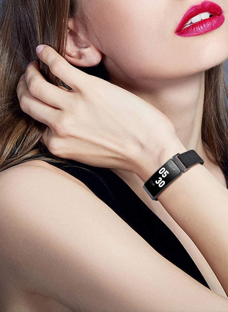 Y&D Metal Watch Band, Stainless Steel Mesh Wristband Replacement, Magnetic Lock Replacement Wristband, for Fitbit Inspire 2 Compatible HR & Ace (Small, Black + Rose Gold)  - Image 3