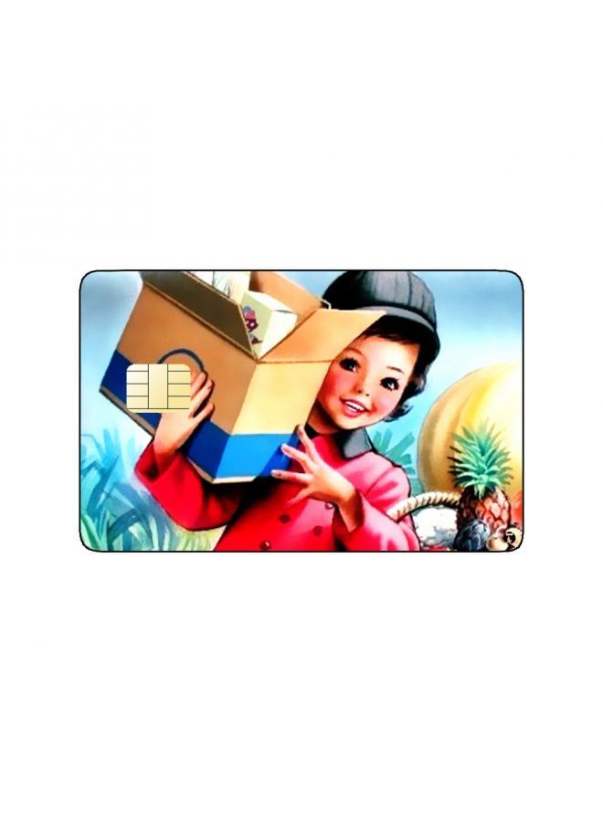 RKN PRINTED BANK CARD STICKER Cute Girl Drawing With Groceries - Image 2