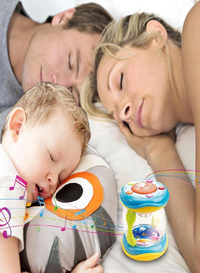 WEofferwhatYOUwant Baby Drum - Portable Musical Toy for Babies 6+ Months with LED Lights Lullabies Ocean Sounds Play Modes Soft Volume Travel Ready Percussion BPA for Toddlers - Image 2