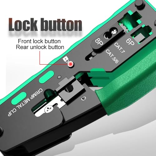 FEDUS RJ45 Crimp Tool Pass Through Ethernet Crimper Tool Kit All-in-One for STP UTP Cat5 Cat5e Cat6 Cat7 Cat8 Crimping Tool Kit Wire Stripper/Wire Cutter for RJ45 RJ11/12 6P/8P - Image 4