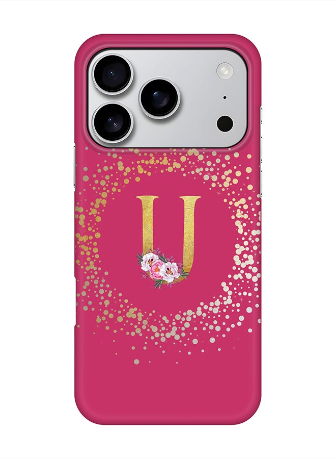 Stylizedd For iPhone 17 Pro,Case, [Compatible with MagSafe] Magnetic cover Slim fit Protection Matte, - Custom Monogram Floral - U ( Deep Pink )