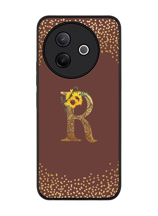 Stylizedd For Vivo Y39 5G / vivo Y300i 5G Case,Slim fit Camera Protection, Shockproof Thin Phone cover  - Custom Floral Monogram - R  (Brown ) - Image 1