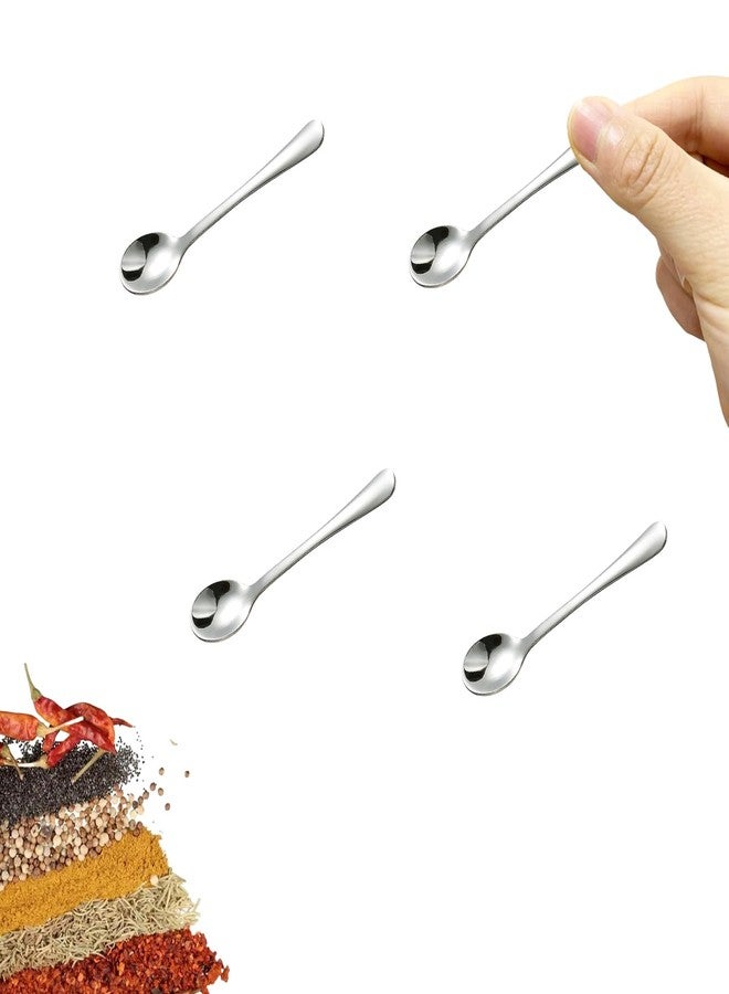 Asanta 4 PCS Tiny Stainless Steel Spoons for Spices Jars, Mini Size 2.87", Cute Small Stainless Steel Condiment Spoons for Spices, Salt, Sugar, Pepper, Honey (4 PCS, 2.87", Silver) - Image 1