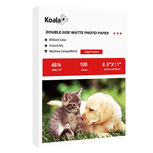 KOALA PAPER Koala Photo Paper Double-side Matte 8.5X11 Inches Compatible with Inkjet Printer 48LB Presentation Paper 100 Sheets - Image 1