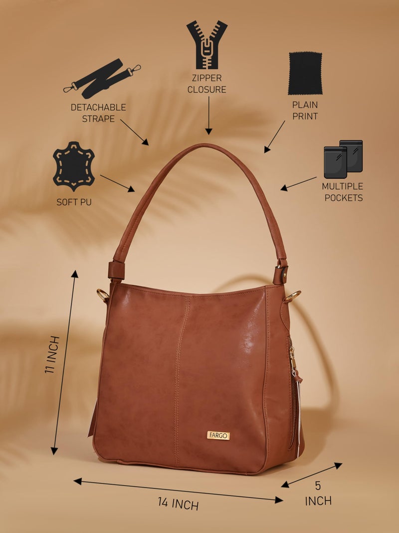 Fargo Stylish Girls Handbags For Women (Tan) - Image 5