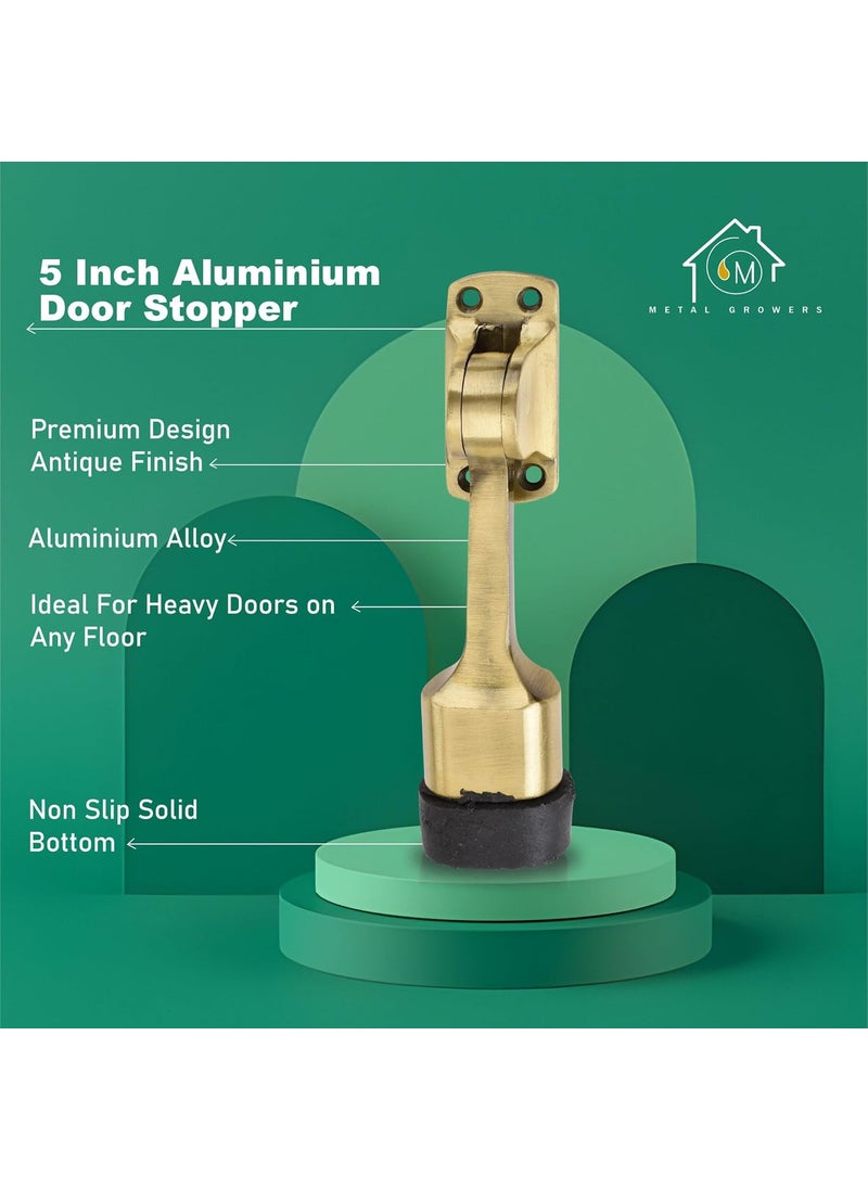 Generic Metal Grower 5 inch Aluminium Material Door Stoppers Rubber Powerful Working with ScrewDoor Stopper to Stop Door for All Door HomeOfficeHotelAntique Finish DS101BA106  - Image 2