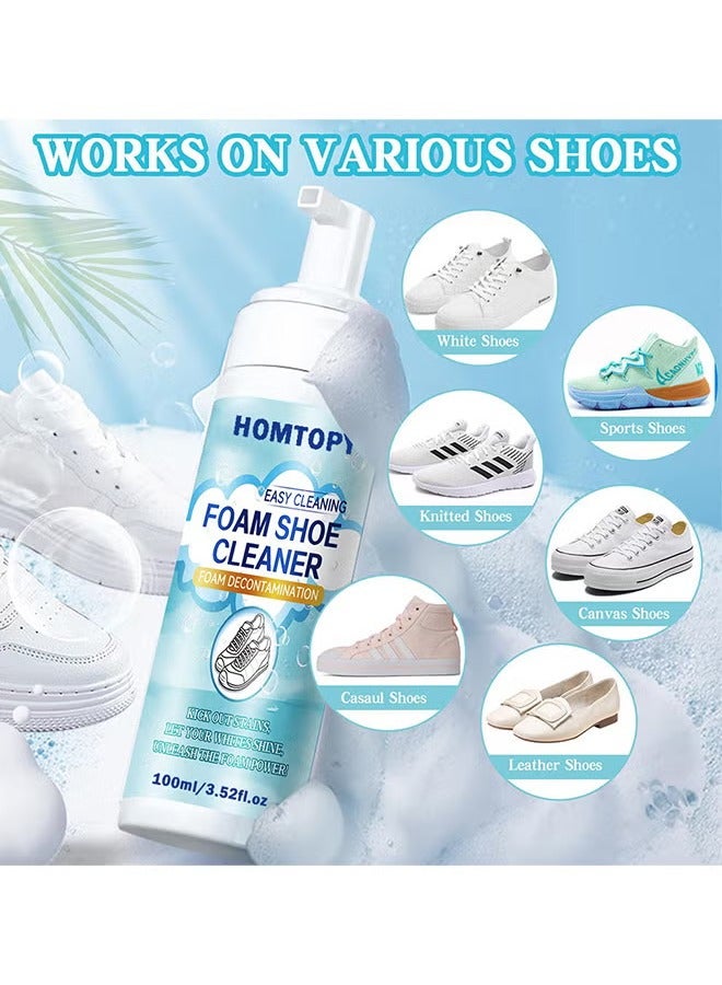 هومتوبس رغوة منظف الأحذية, 100ML منظف الأحذية البيضاء, مجموعة منظف الأحذية الرياضية يزيل القذارة والبقع, مجموعة تنظيف الأحذية الرياضية للأحذية البيضاء, جلد السويد, الجلد, الحياكة, الأحذية, قماش, النسيج - Image 3