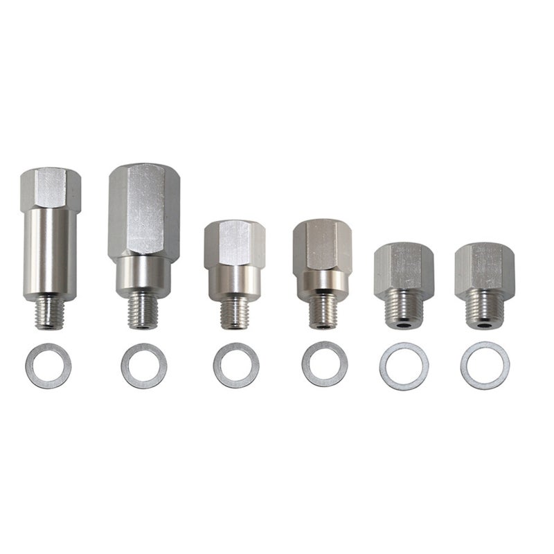 Engine Oil & Coolant Sensor Adapter Set: 6Pcs Silver Aluminum Alloy - Multi Functional 1/8 3/8 1/2 NPT Sizes - Easy Installation for Chevy Chevrolet LS Series Vehicles - Image 1