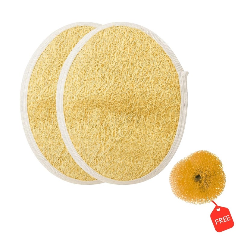 InfiniteEshop Natural Sun-Dried Bath Loofah Sponge | Organic Luffa Body Scrubber & Exfoliator for Shower | Skin Care for Men & Women | Reusable & Eco-Friendly (Brown Pack of 2) - Image 1