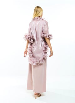House of Moda Plain Belted Maxi Dress with Detachable Ruffle Shrug by Styli  - Image 3