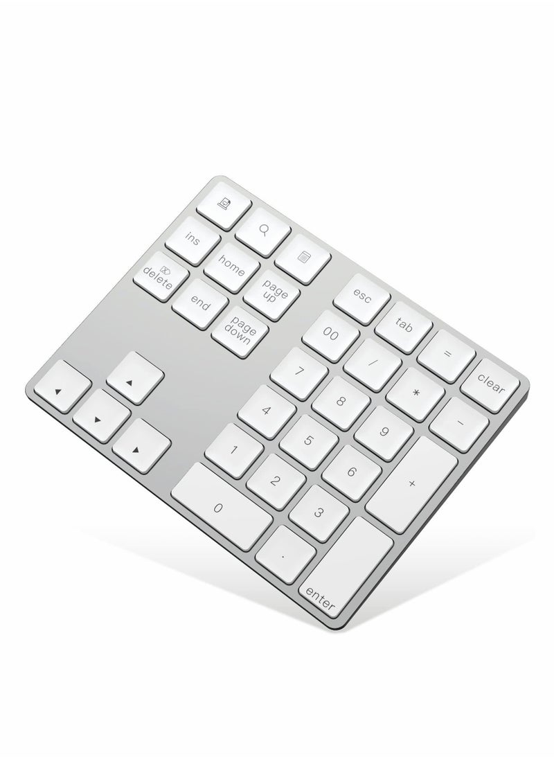 Excefore - Bluetooth Number Pad, Rechargeable Wireless Numeric Keypad Slim 34-Keys External Numpad Keyboard Data Entry(Silver) - Image 1