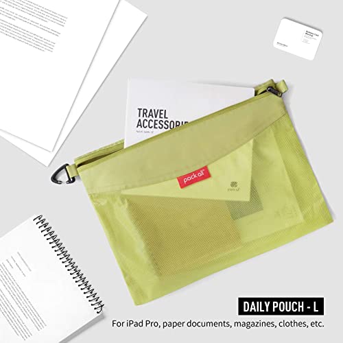 pack all حقيبة بسحاب مقاومة للماء، أكياس شبكية للتخزين، السفر، المكتب (أخضر، كبير) - Image 3
