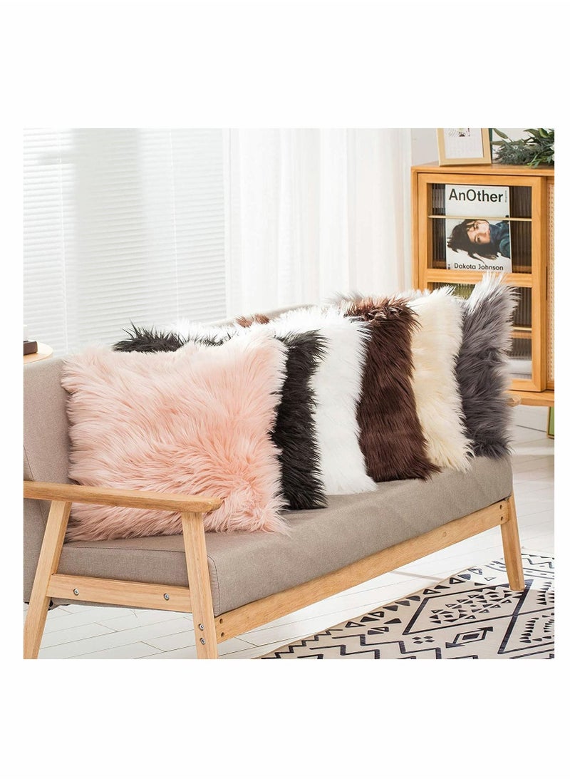 KASTWAVE Set of 2 Decorative Faux Fur Throw Pillow Covers, for Sofa Couch Chair Bed Cafe  - Image 5
