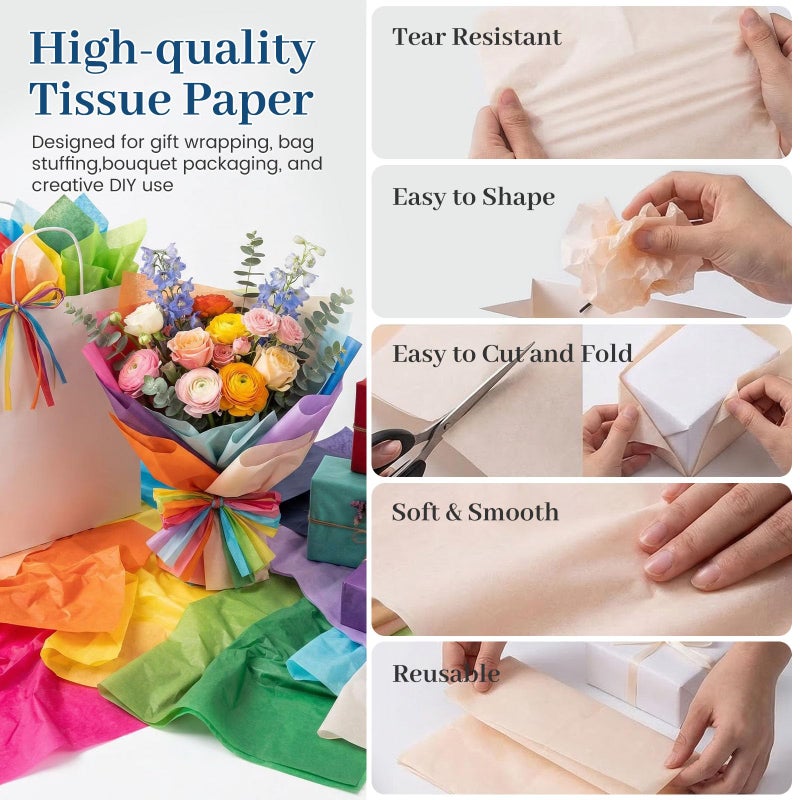 Shindel 330 Sheets Tissue Paper, 14x10 Inch Multicolor Wrapping Paper Bulk for DIY Crafts Gift Bags Birthday Wedding Holidays Decor 40 Colors - Image 2