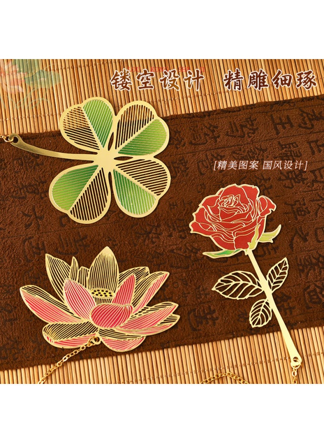 HELPS Creative Hollow Brass Bookmark Student Special-shaped Metal Chinese Style Pendant Book Page Clip Cultural And Creative Learning Stationery - Image 2