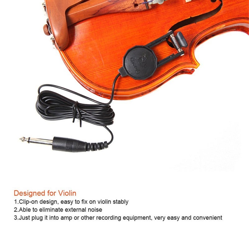 PERLMAN Cherub WCP-60V Clip-on Pickup Pick-up for Violin with 1/4" Jack 2.5M Cable Compact Professional - Black - Image 5