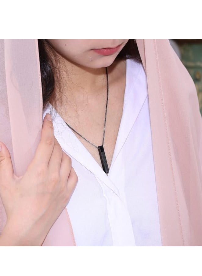 SHOWDAY Islamic Bar Pendant Necklace For Men Women Stainless Steel Box Chain Pendant Large Hip Hop Blade Pendant Necklace Muslim Necklace Unisex Muslim - Image 2