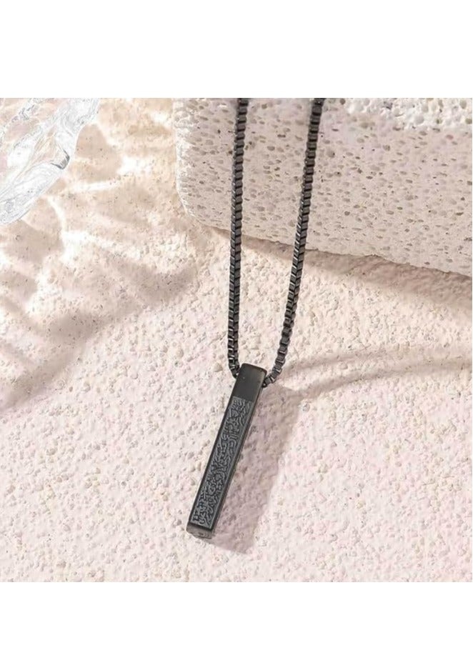 SHOWDAY Islamic Bar Pendant Necklace For Men Women Stainless Steel Box Chain Pendant Large Hip Hop Blade Pendant Necklace Muslim Necklace Unisex Muslim - Image 3