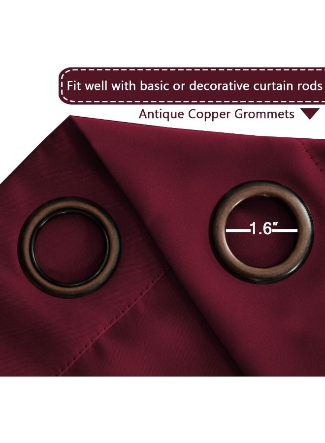 H.VERSAILTEX HVERSAILTEX Curtains Ultra Sleep Well Microfiber Blackout Thermal Insulated Grommet Drapery Panels Energy Efficient Window CurtainsDrapes for Christmas Set of 2 Burgundy 52 x 96 Inch - Image 4