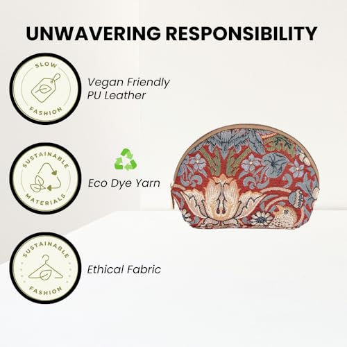 Signare Tapestry Cosmetic Bag Toiletry Makeup Bag for Women With William Morris Red Strawberry Thief (COSM-STBL) - Image 5