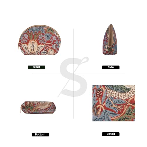Signare Tapestry Cosmetic Bag Toiletry Makeup Bag for Women With William Morris Red Strawberry Thief (COSM-STBL) - Image 2