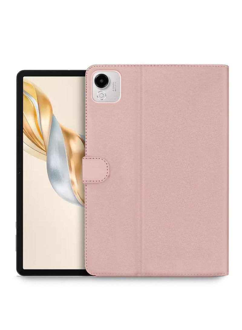 اوميكر غلاف حالة قابل للطي مع إغلاق مغناطيسي من الجلد الصناعي لهاتف Honor Pad X9a 11.5 4G 2025 (TCFPSR) - ذهبي وردي - Image 1