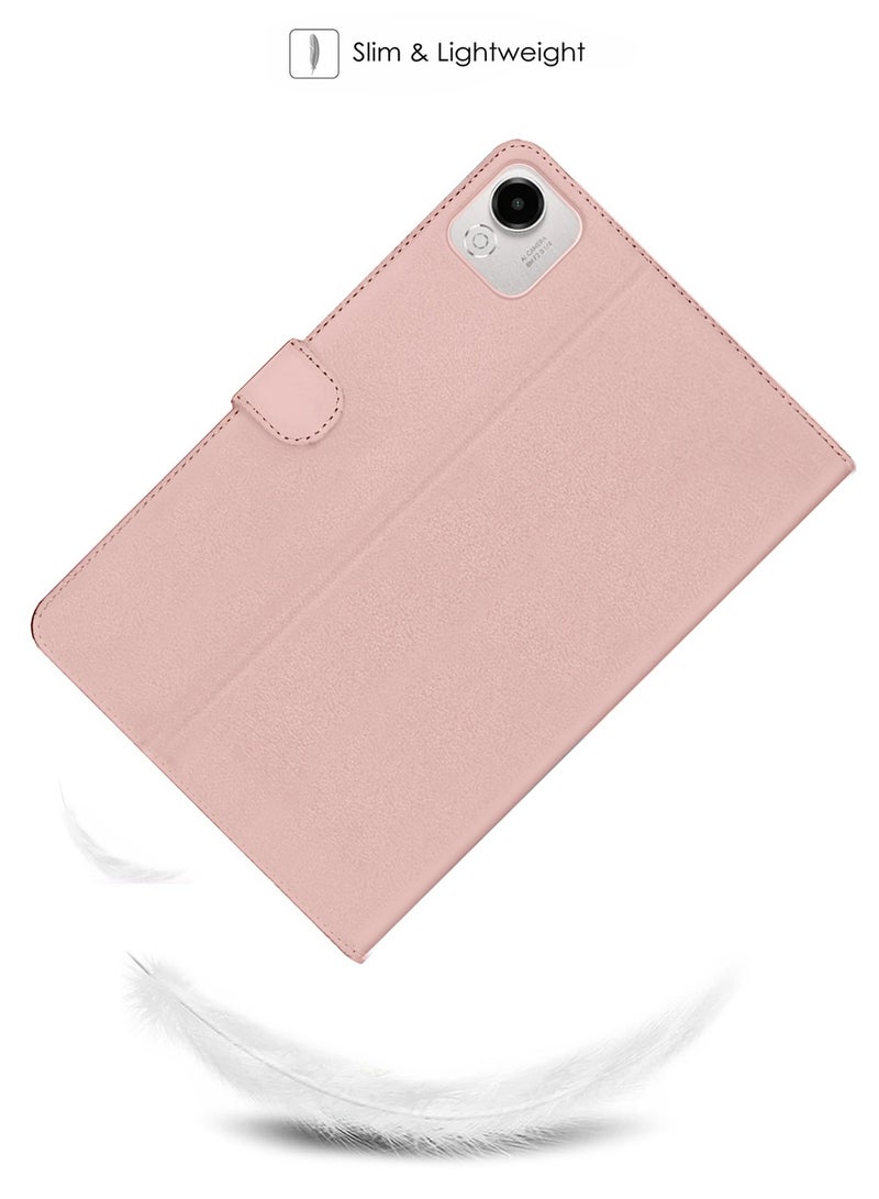 اوميكر غلاف حالة قابل للطي مع إغلاق مغناطيسي من الجلد الصناعي لهاتف Honor Pad X9a 11.5 4G 2025 (TCFPSR) - ذهبي وردي - Image 2