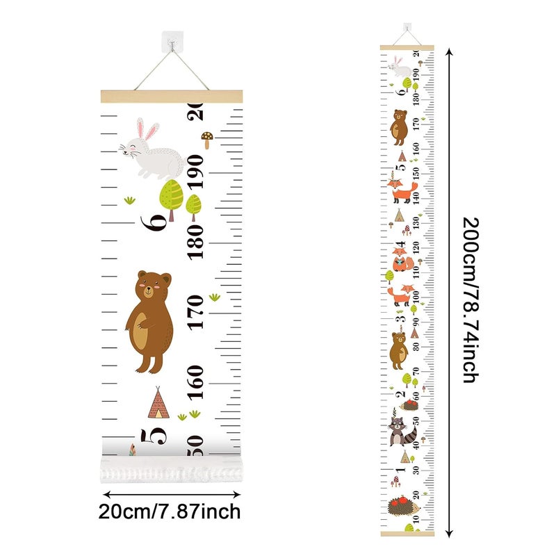 Smlper Growth Chart for Kids,Child Height Chart Ruler for Wall,Wood Frame Fabric Canvas Height Measurement Ruler for Kids Nursery Room,Removable Wall Decor 79"x7.9" - Image 2