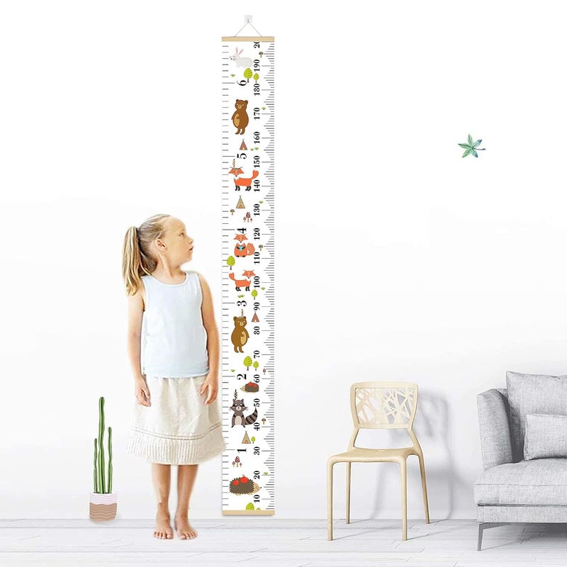 Smlper Growth Chart for Kids,Child Height Chart Ruler for Wall,Wood Frame Fabric Canvas Height Measurement Ruler for Kids Nursery Room,Removable Wall Decor 79"x7.9" - Image 4