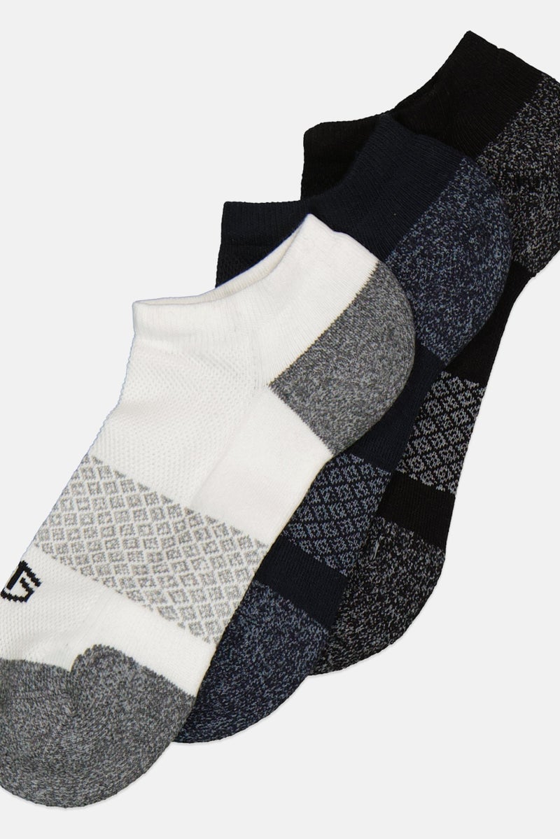 TapouT Men 3 Pairs Brand Logo Ankle Socks, Multicolor  - Image 2