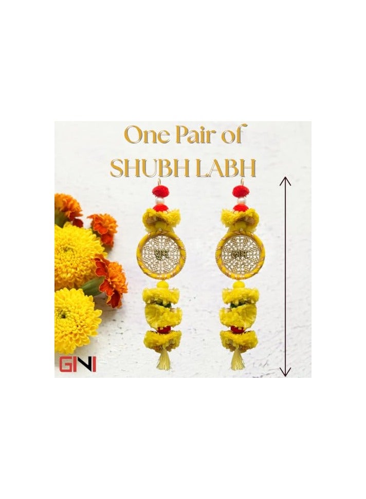 GINI Small Shubh Labh Wall Hanging – Yellow Color – Set Of 2 For Diwali & Entrance Decoration - Image 3