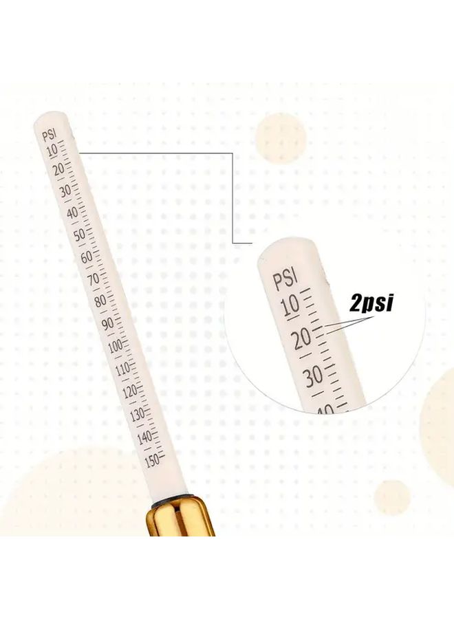 Heavy Duty Dual Head Tire Pressure Gauge Dual Scale PSI And Bar 10 150 PSI 1 10 Bar Range Golden Color Ergonomic Handle Chain Link Design For Truck Car RV Van Tires Vehicle Maintenance Tool Professional Grade Durable Construction 1 Pack - Image 4