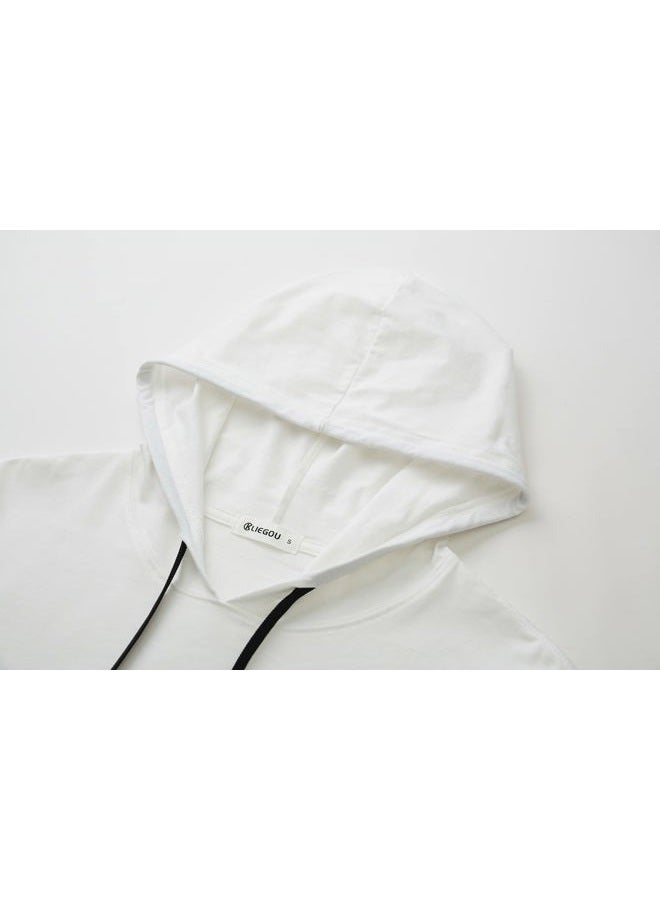 KLIEGOU هودي هيبستر للرجال 100% قطن بأكمام طويلة تي شيرت 07 أبيض XXL - Image 3
