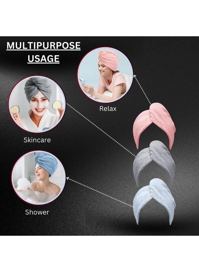 Microfiber Hair Towel Turbans for Wet Hair, 3 Pack, Drying Hair Wraps for Curly Hair Women - Image 4