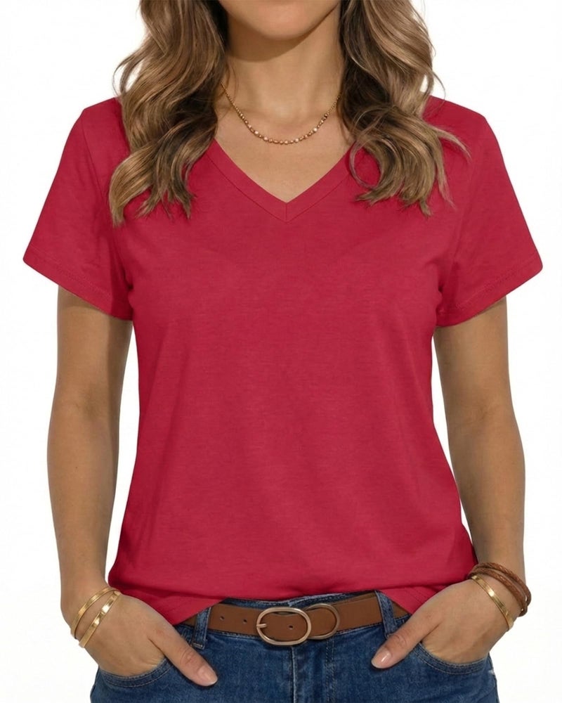 JILUVIN Womens T Shirt Graphic Tees Summer V Neck Short Sleeve Basic Tunic Top - Image 1