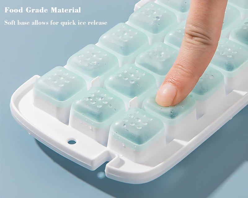 HomeFast FoodGrade Silicone Ice Cube Tray with lid and Storage Bin Double Layer 48 Small Nugget Flexible Ice Cube Molds with Ice Container Scoop Cover for Freezer Blue - Image 3