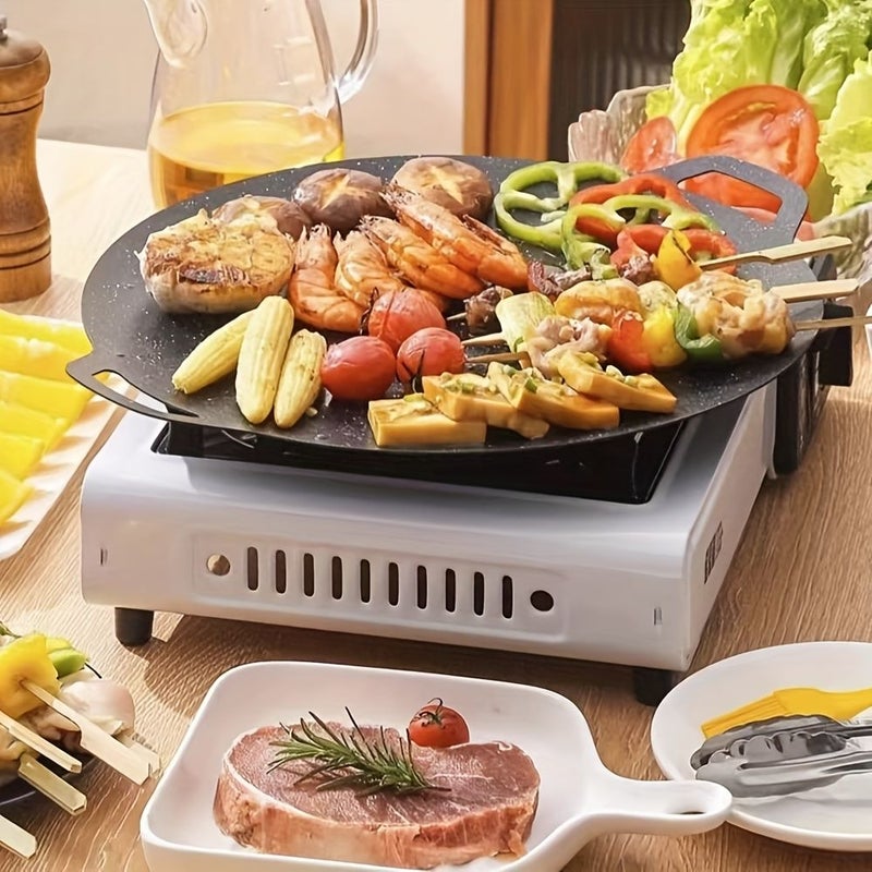 2Pcs Non Stick Korean BBQ Grill Pan 14.96 X 12.6 Inch Cast Iron For Home And Outdoor Use - Image 2