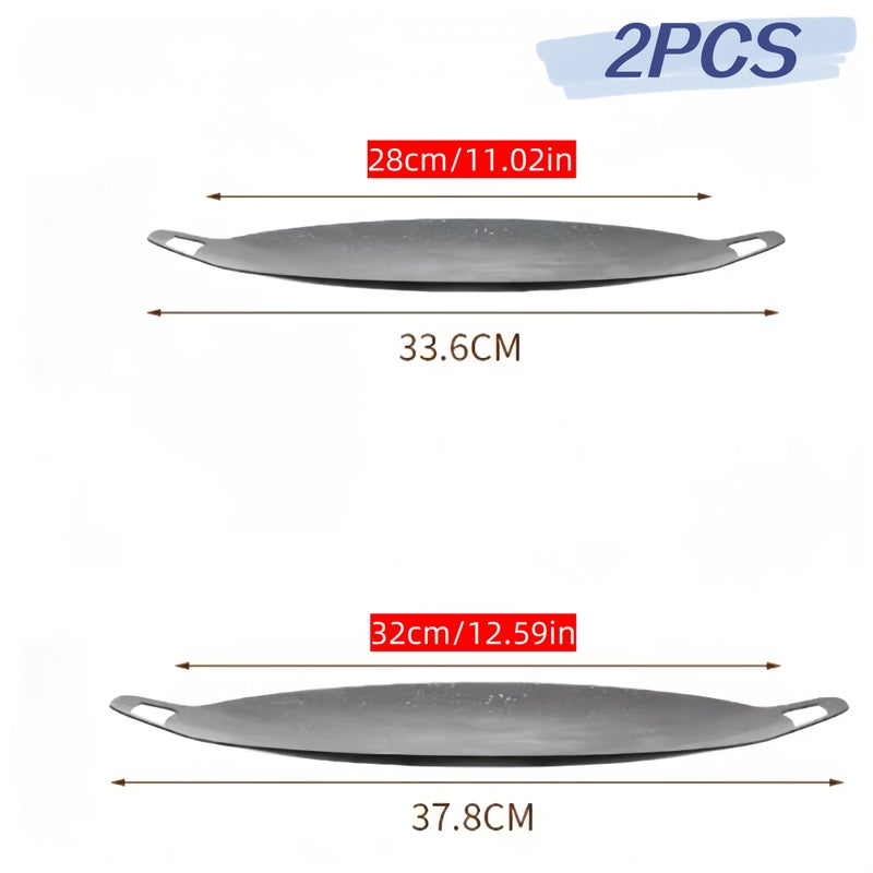 2Pcs Non Stick Korean BBQ Grill Pan 14.96 X 12.6 Inch Cast Iron For Home And Outdoor Use - Image 1
