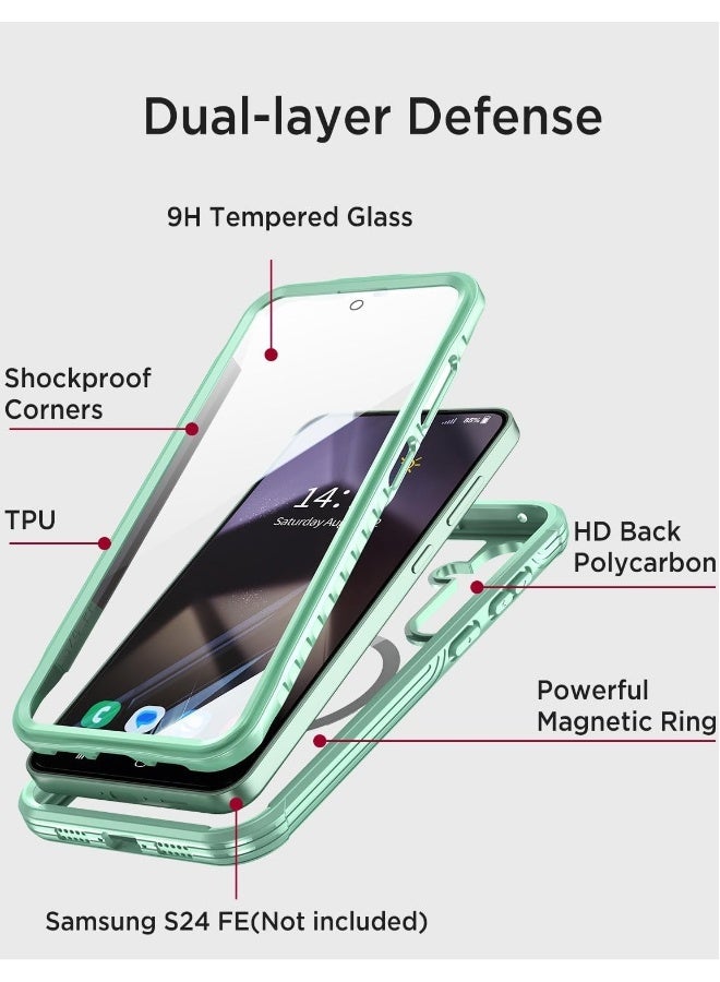 Compatible with Galaxy S24 FE 5G Case with Built-in Screen Protector, Full Body Protect Support Mag-Safe Wireless Charging, Shockproof Rugged Clear Hard Back Cover  - Image 4