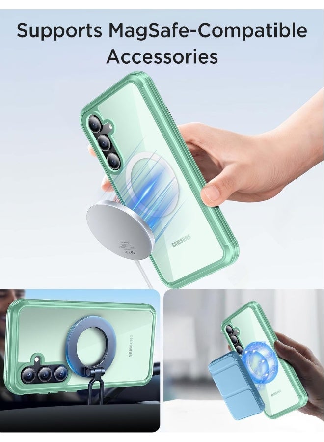 Compatible with Galaxy S24 FE 5G Case with Built-in Screen Protector, Full Body Protect Support Mag-Safe Wireless Charging, Shockproof Rugged Clear Hard Back Cover  - Image 2