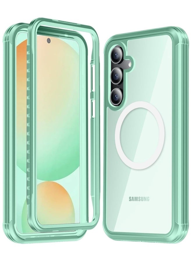 Compatible with Galaxy S24 FE 5G Case with Built-in Screen Protector, Full Body Protect Support Mag-Safe Wireless Charging, Shockproof Rugged Clear Hard Back Cover  - Image 1